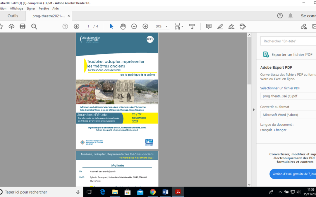 Traduire, adapter, représenter les théâtres anciens