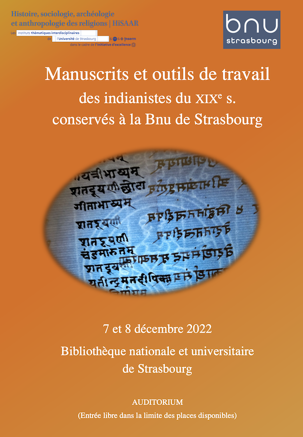 Manuscrits et outils de travail des indianistes du XIXe s.